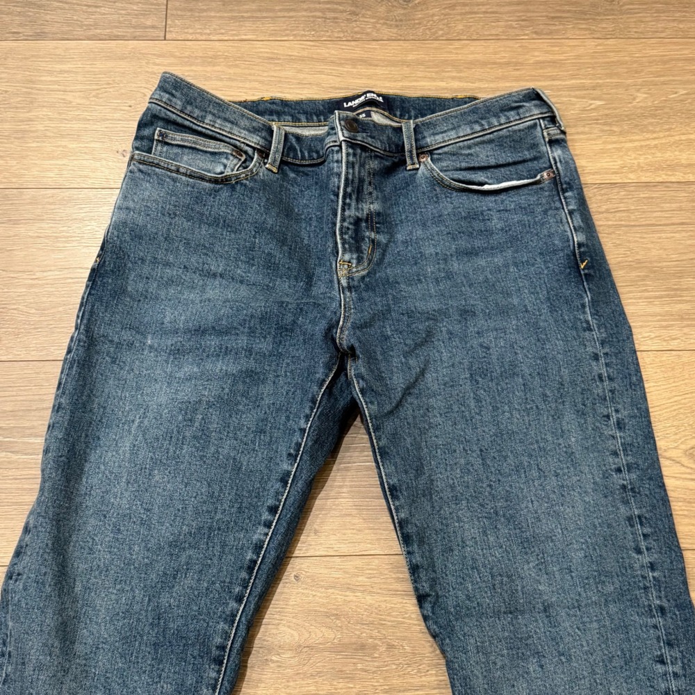 Lands End Square Rigger Mens Medium Wash Straight Leg Denim Jeans 35 x 29